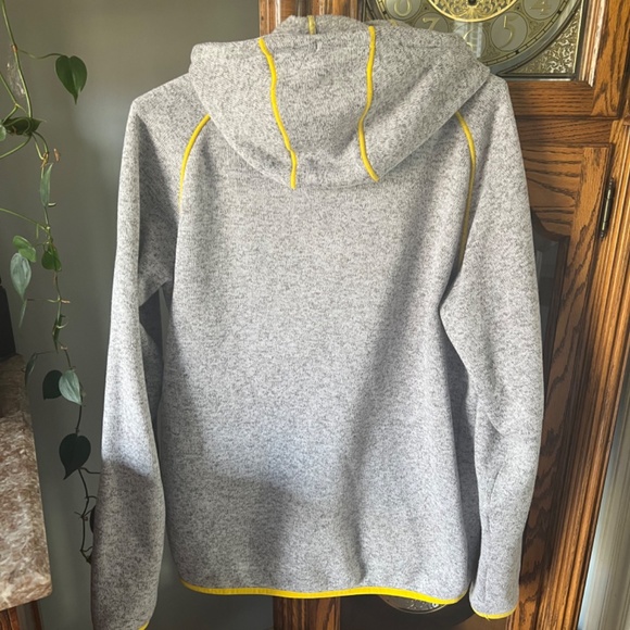 Unisex Merrell gray/yellow knit zippered jacket with hood sz L - Picture 3 of 3